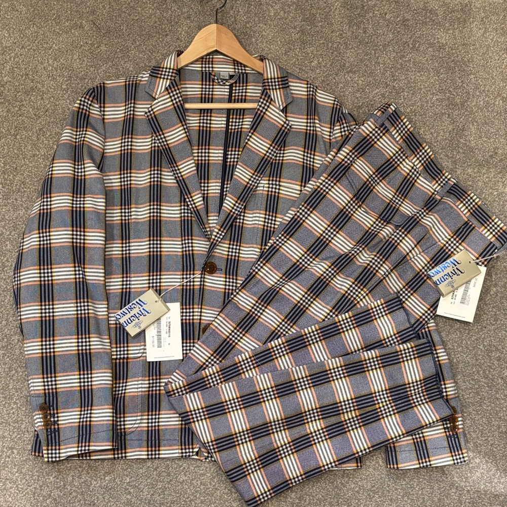 Vivienne Westwood Navy, Orange, Yellow and Cream Plaid Suit